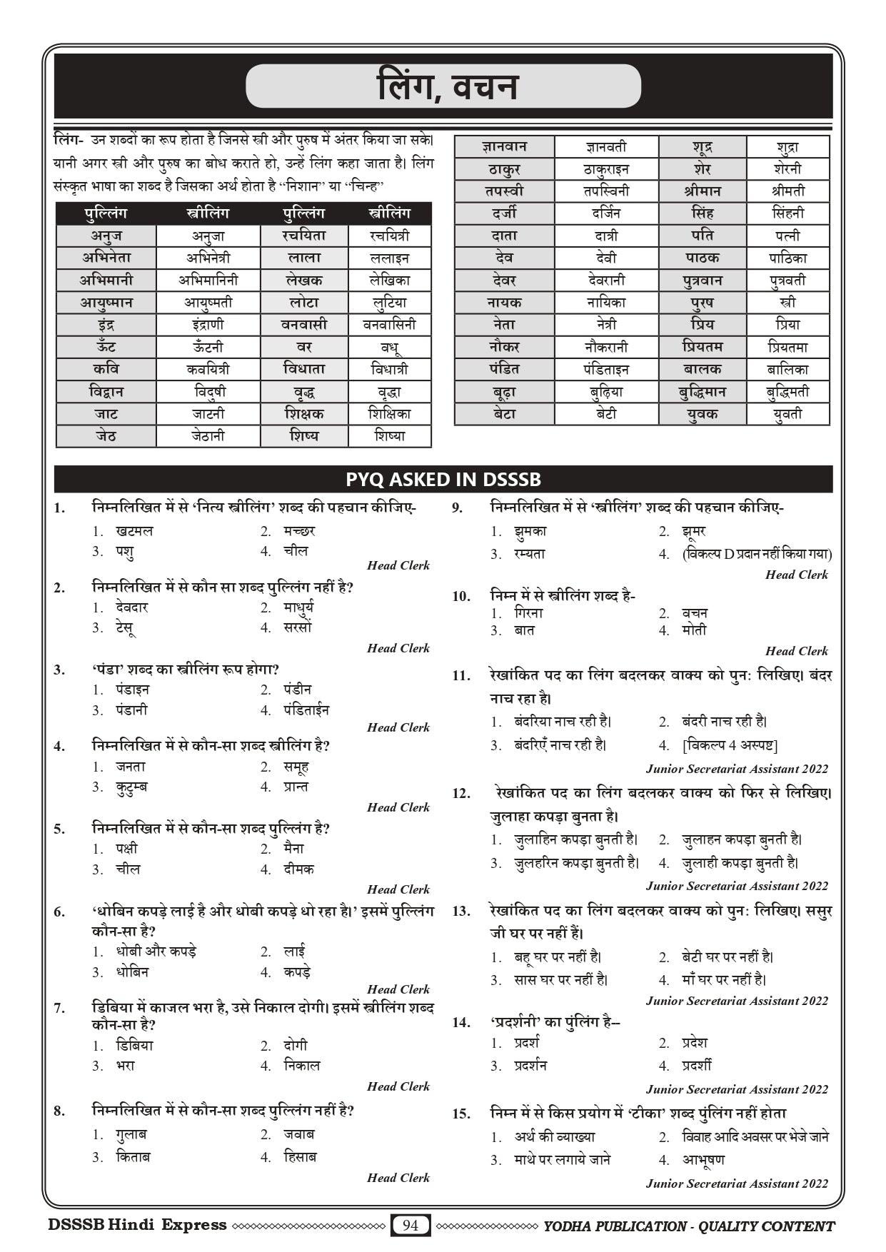 DSSSB HINDI EXPRESS