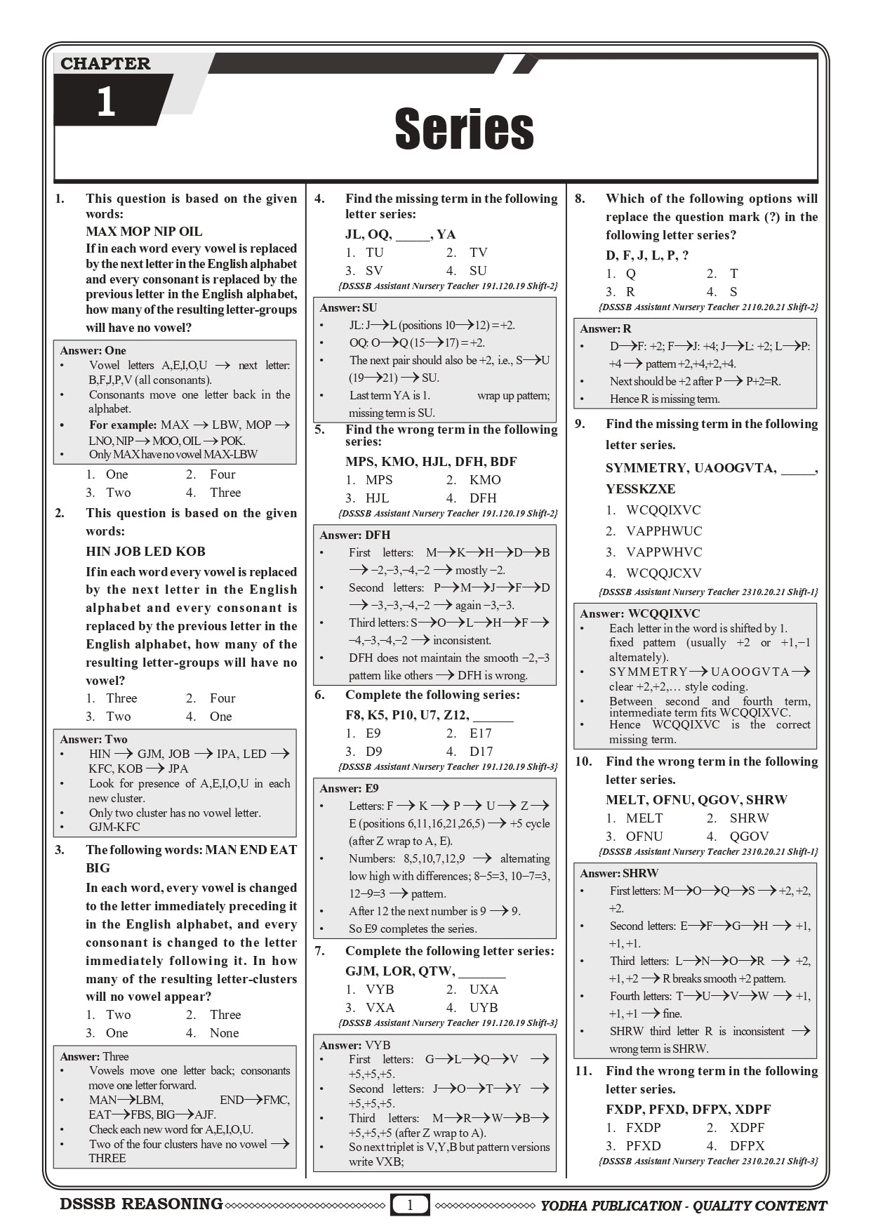 DSSSB REASONING PYQ