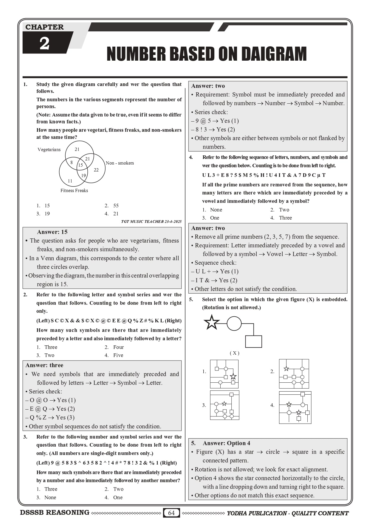 DSSSB REASONING PYQ