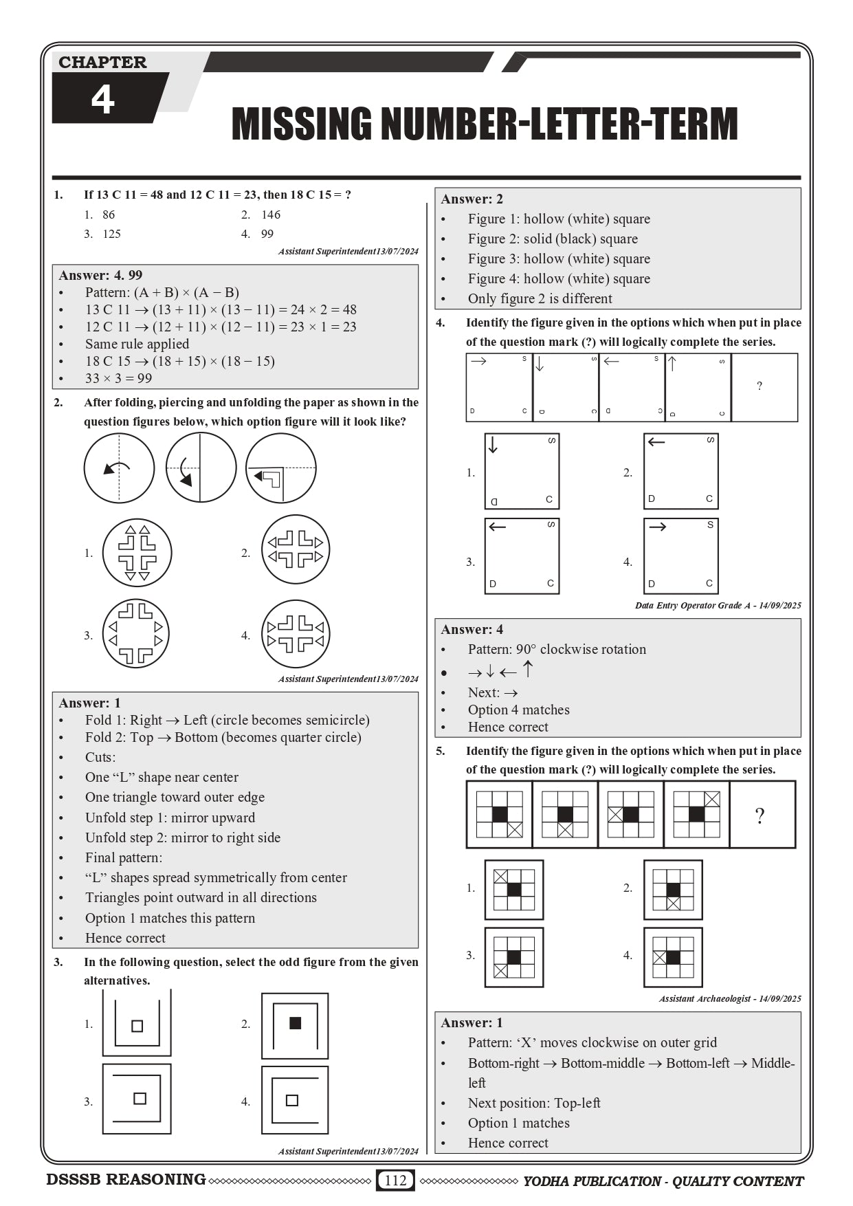 DSSSB REASONING PYQ
